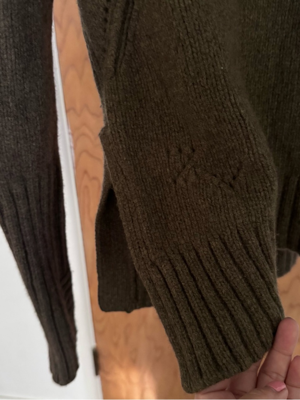 Zadig & Voltaire Almy Cheri half zip funnel neck olive green merino wool sweater - Picture 6 of 7